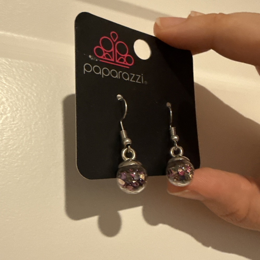 Paparazzi Glitter Ball Drop Earrings - New on card